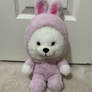 Cute & Cuddly Plush Stuffed Animal Bear In Bunny Suit Costume Pink Jazwares